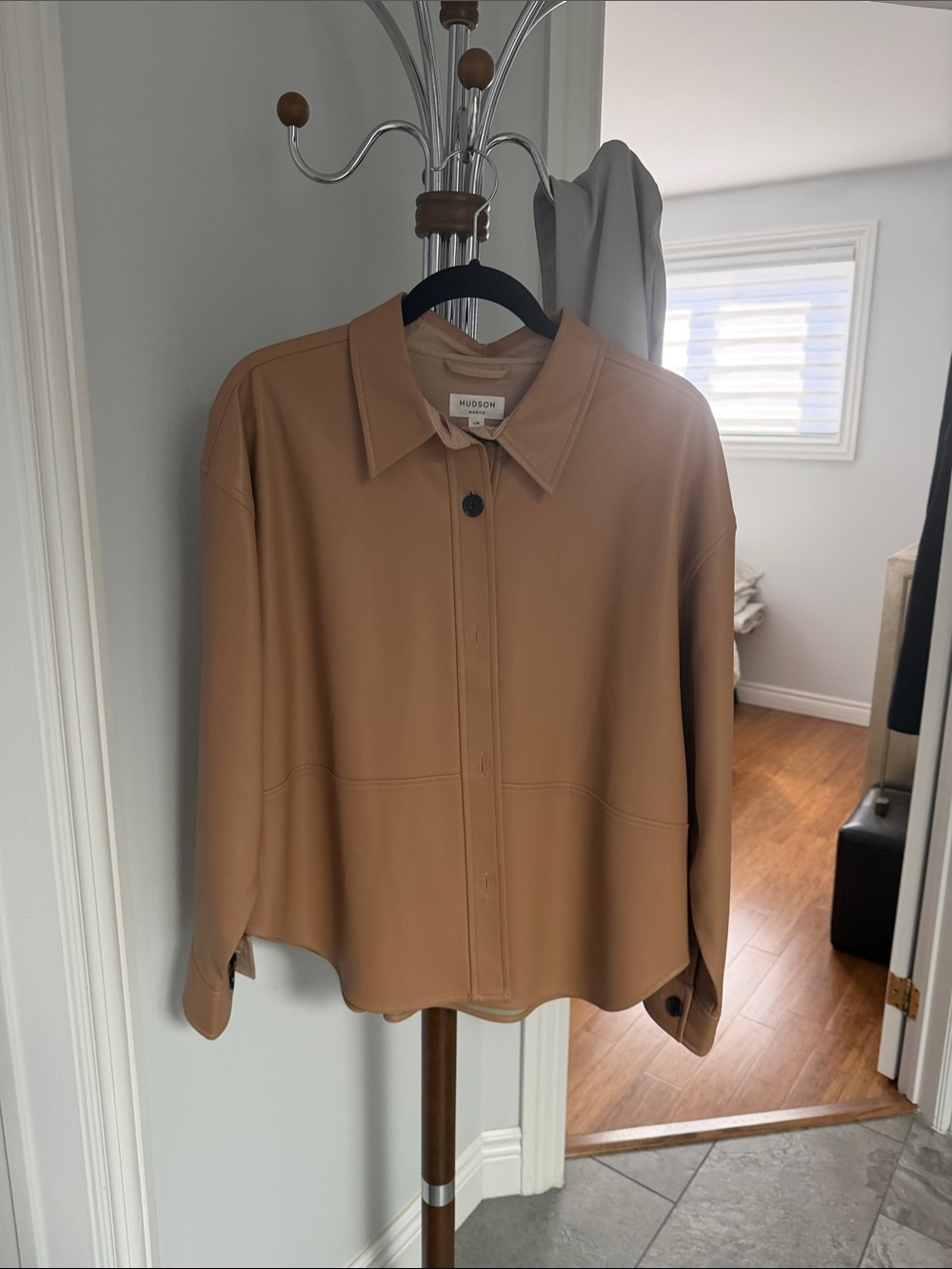 Hudson Jeans Tan Leather Shirt Jacket